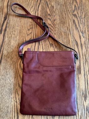 Margot Rich Brown Leather Crossbody Purse Organizer Bag
